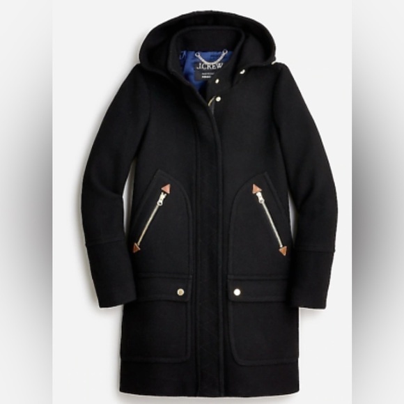 J.Crew coat size 2 Italian‎ wool black gold details - Picture 1 of 7
